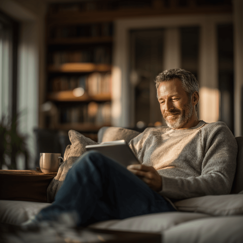 Person reading health newsletter on tablet